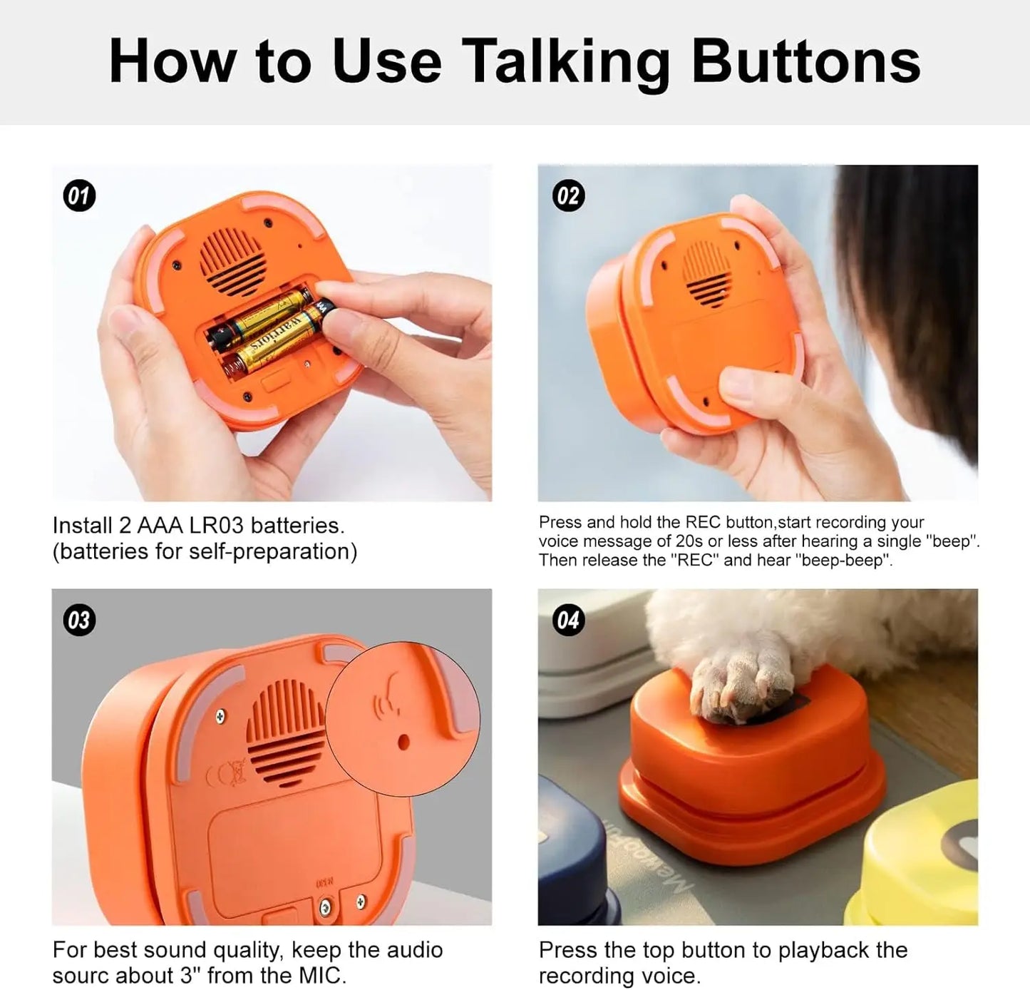 MEWOOFUN Dog Button Record Talking Pet Communication Vocal