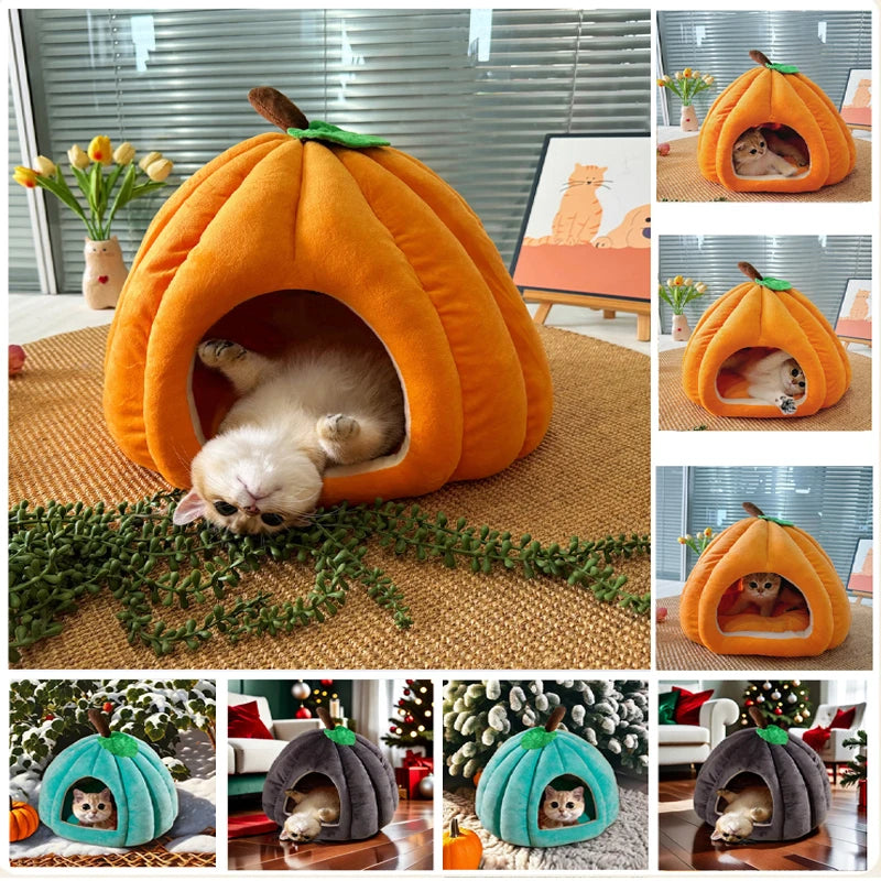 3D Pumpkin Pet House Semi-enclosed Removable Bottom Non-slip