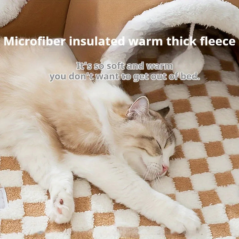 Winter Indoor Warm Plush Cat Bed with Reindeer Appearance Hide