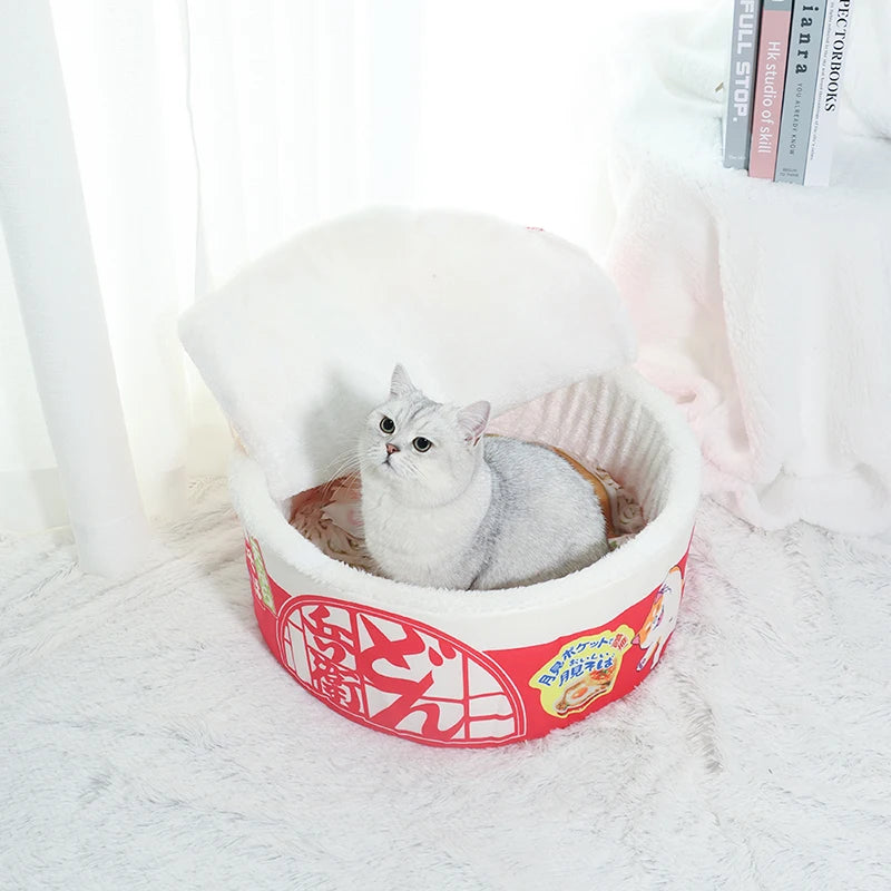 Noodle-Shaped Fleece-Lined Pet Bed Warm Breathable Detachable