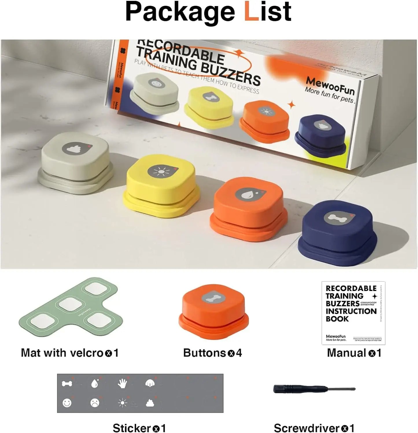 MEWOOFUN Dog Button Record Talking Pet Communication Vocal