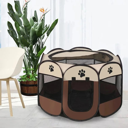Portable Foldable Pet Tent Kennel Octagonal Fence Puppy Shelter