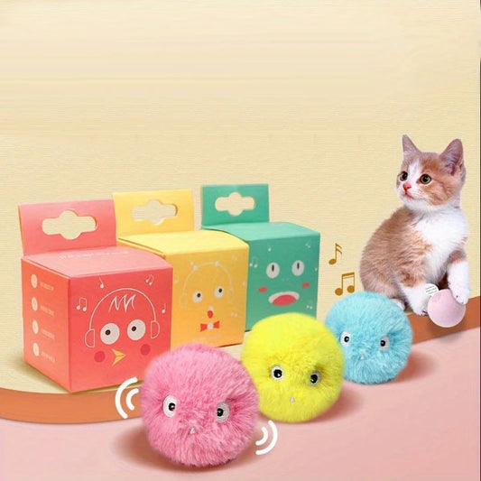 1/3Pcs Interactive Ball Smart Cat Dog Toys Plush Electric Catnip