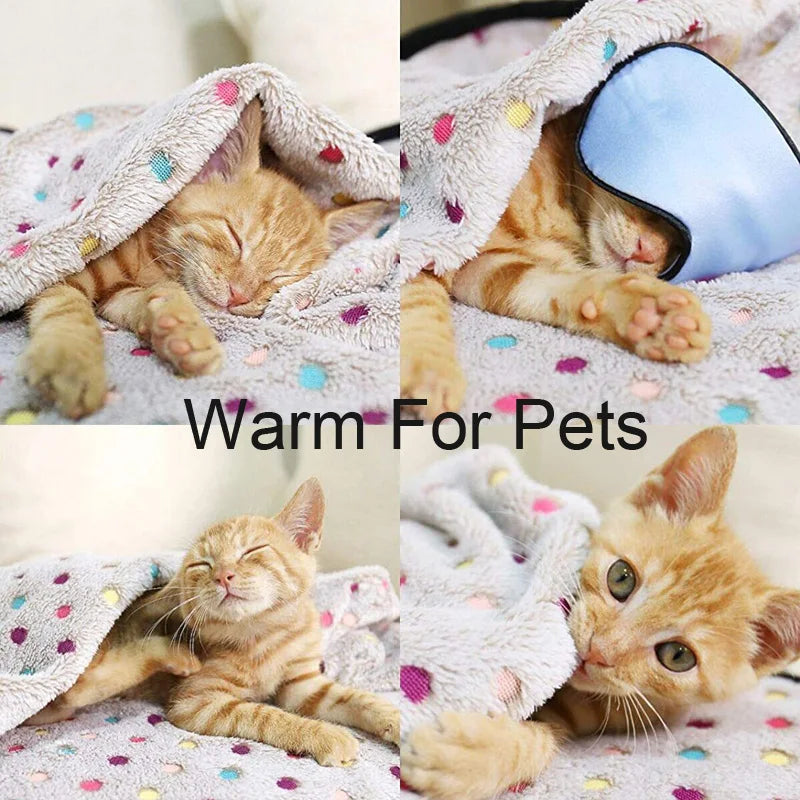 Soft Fluffy Pet Blanket Cute Dot Pattern Cozy Warm Blanket for Cat