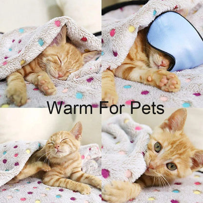 Soft Fluffy Pet Blanket Cute Dot Pattern Cozy Warm Blanket for Cat