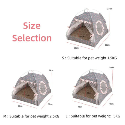 Sweet Princess Cat Bed Foldable Cats Tent Dog House Bed Kitten