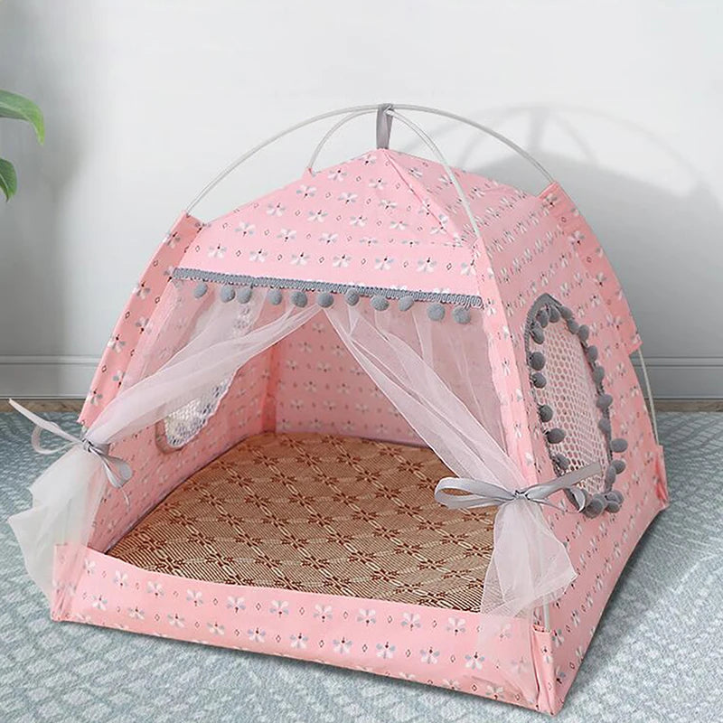 Sweet Princess Cat Bed Foldable Cats Tent Dog House Bed Kitten