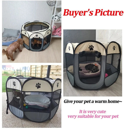 Portable Foldable Pet Tent Kennel Octagonal Fence Puppy Shelter