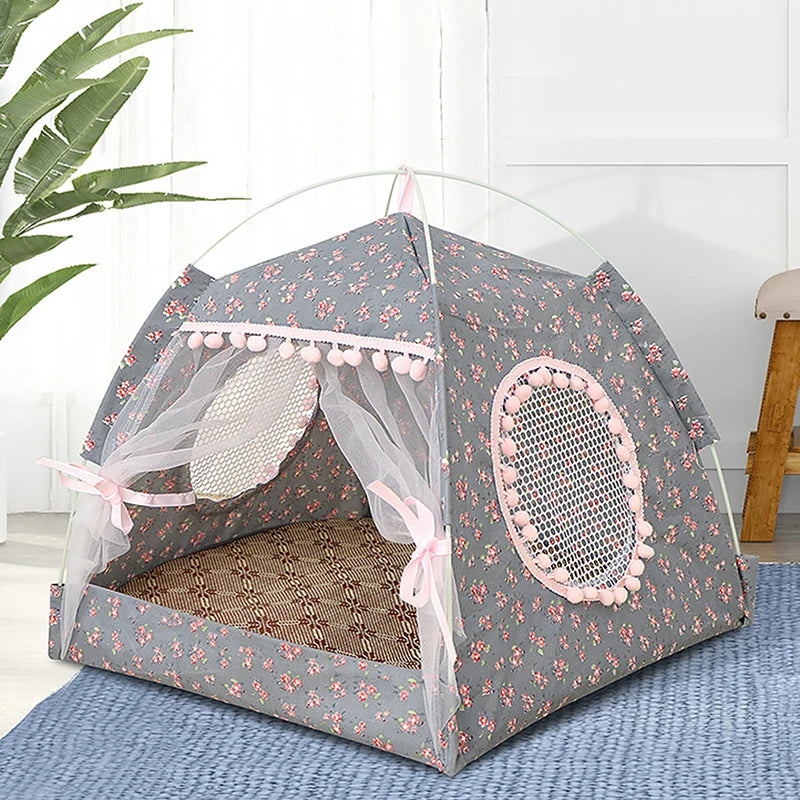 Sweet Princess Cat Bed Foldable Cats Tent Dog House Bed Kitten