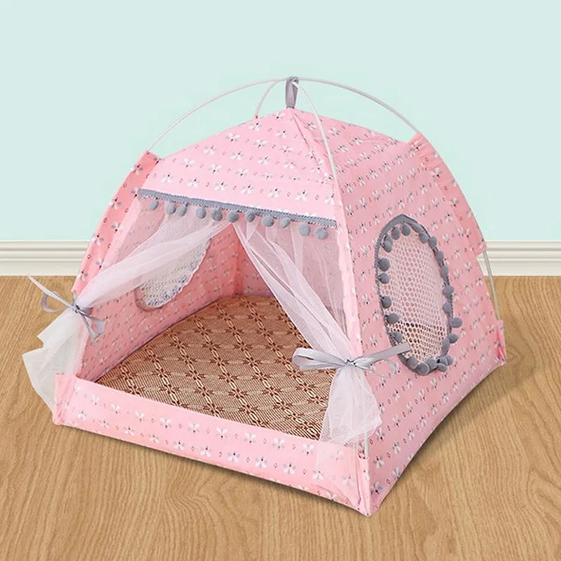 Sweet Princess Cat Bed Foldable Cats Tent Dog House Bed Kitten