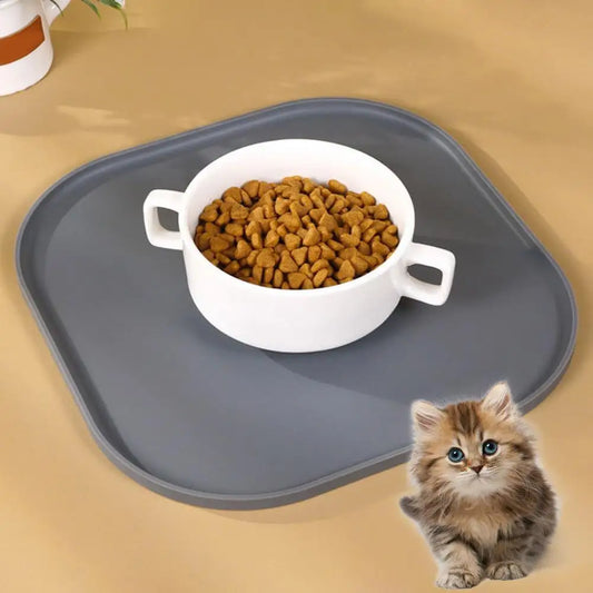 Dog Cat Bowl Food Mat With High Lips Silicone Non-Stick Waterproof