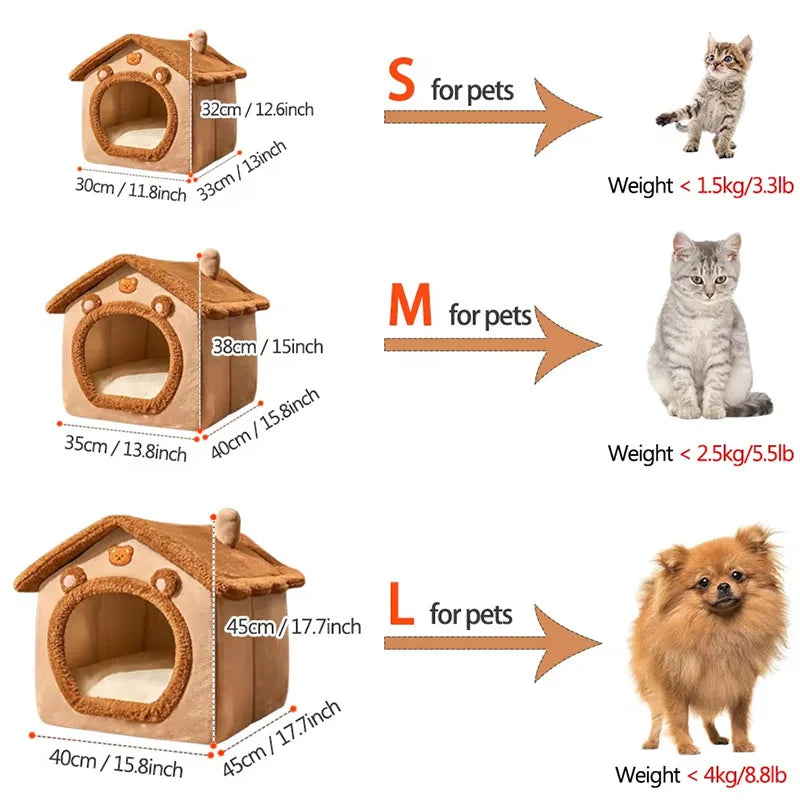 Foldable Pet House Removable Washable Cat House Puppy Cave Sofa