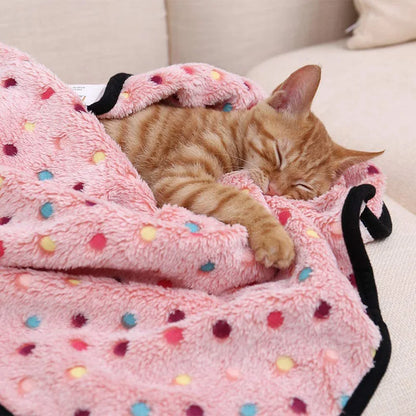 Soft Fluffy Pet Blanket Cute Dot Pattern Cozy Warm Blanket for Cat
