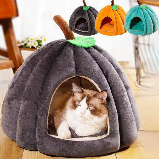 3D Pumpkin Pet House Semi-enclosed Removable Bottom Non-slip