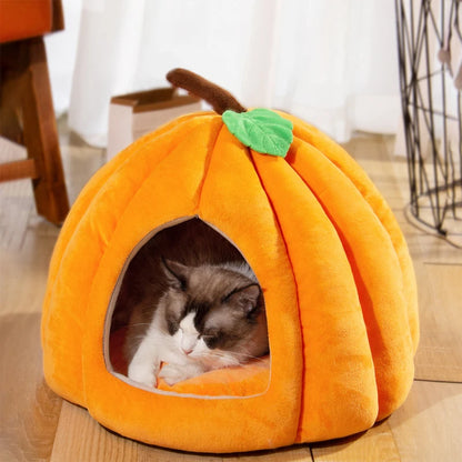 3D Pumpkin Pet House Semi-enclosed Removable Bottom Non-slip