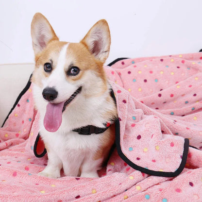 Soft Fluffy Pet Blanket Cute Dot Pattern Cozy Warm Blanket for Cat